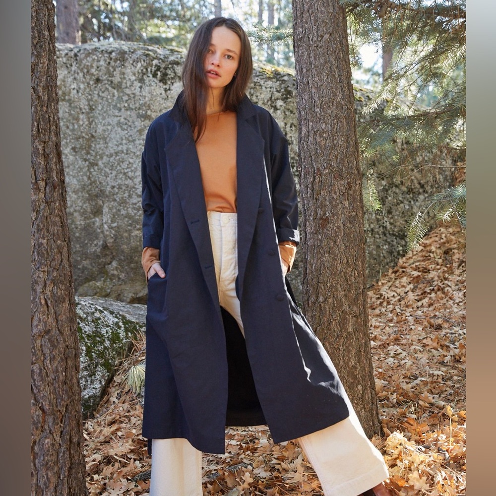Jesse Kamm navy tench coat - xs/small